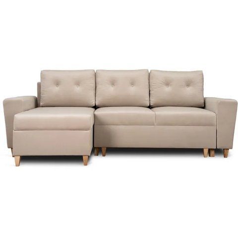 Угловой диван левый, бархатный MEBEL ELITE MATEO Velvet 248 см Бежевый Левый фотография