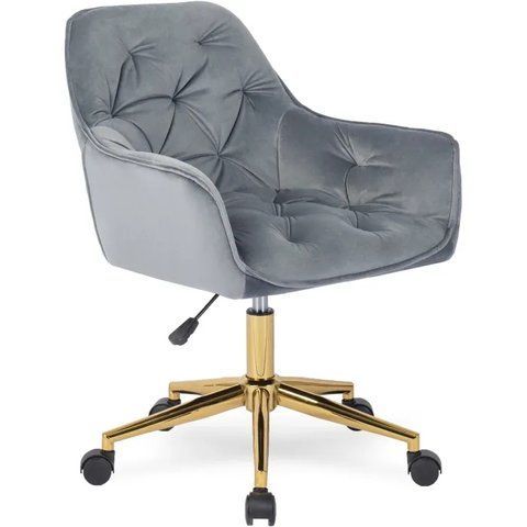 Стілець офісний поворотний оксамитовий MEBEL ELITE MILAN Velvet Сірий / Золотий фотографія