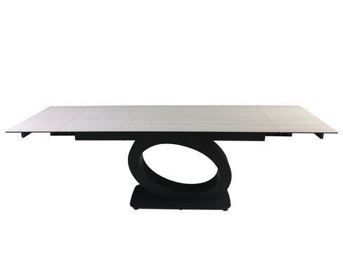 Раскладной стол OVIDIO CERAMIC Intarsio 160(240)*90 белый дуб/черный каркас фотография