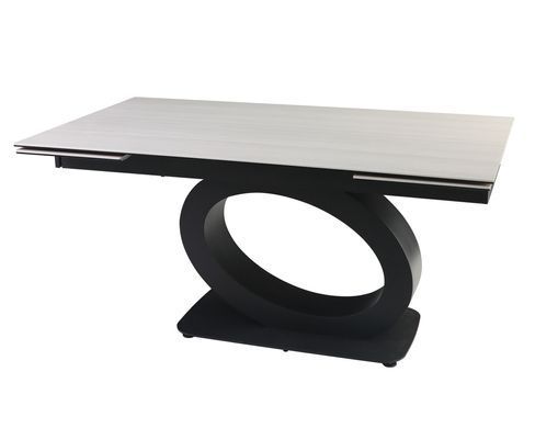 Раскладной стол OVIDIO CERAMIC Intarsio 160(240)*90 белый дуб/черный каркас фотография
