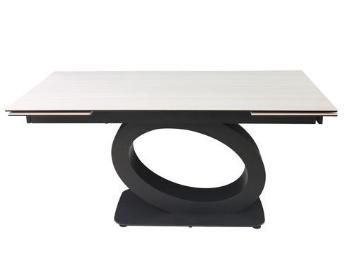 Раскладной стол OVIDIO CERAMIC Intarsio 160(240)*90 белый дуб/черный каркас фотография