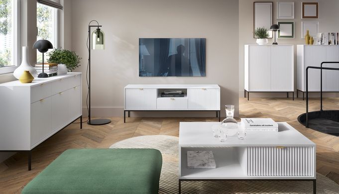 Комод високий Perfect Home Нова / Nova 2-дверний з чорними ніжками K104 Білий фотографія