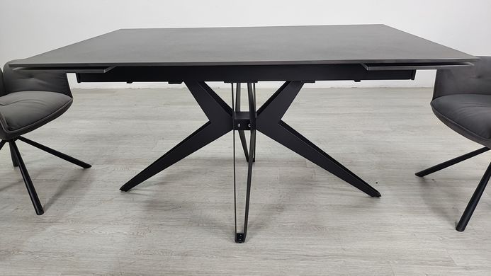 Стол раскладной VINCENT CERAMIC Intarsio 140(200)*90 графит мат/черный фотография