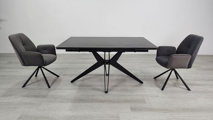 Стол раскладной VINCENT CERAMIC Intarsio 140(200)*90 графит мат/черный фотография