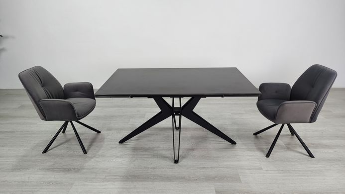 Стол раскладной VINCENT CERAMIC Intarsio 140(200)*90 графит мат/черный фотография