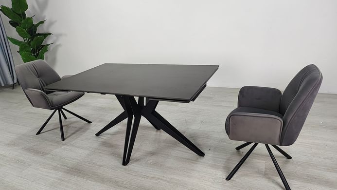 Стол раскладной VINCENT CERAMIC Intarsio 140(200)*90 графит мат/черный фотография