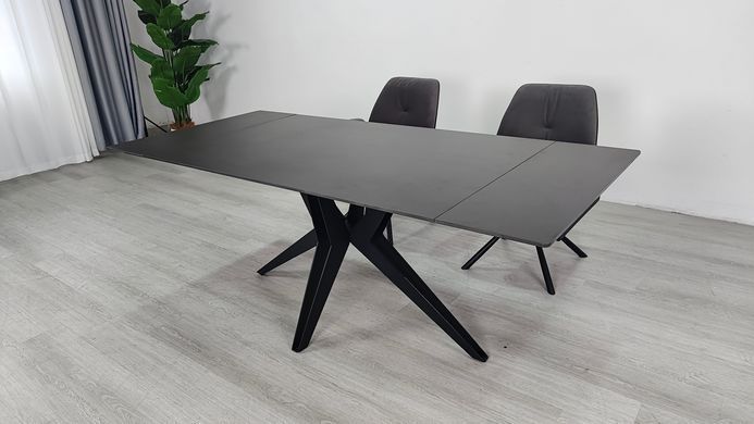 Стол раскладной VINCENT CERAMIC Intarsio 140(200)*90 графит мат/черный фотография