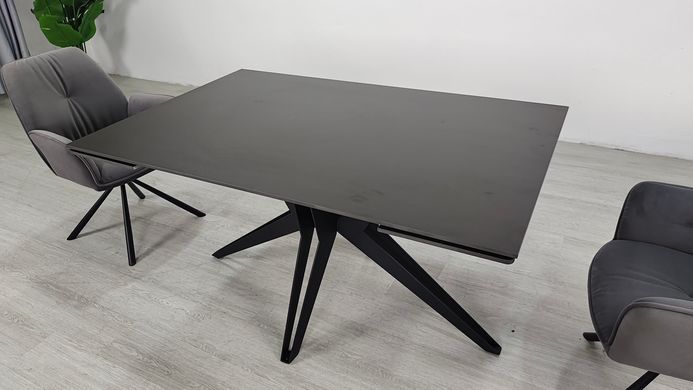 Стол раскладной VINCENT CERAMIC Intarsio 140(200)*90 графит мат/черный фотография