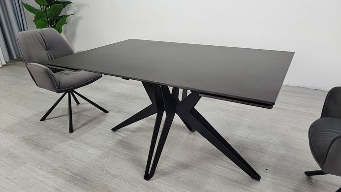 Стол раскладной VINCENT CERAMIC Intarsio 140(200)*90 графит мат/черный фотография