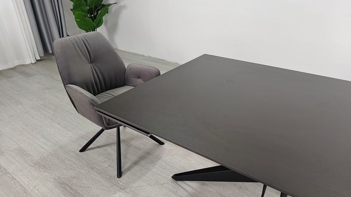 Стол раскладной VINCENT CERAMIC Intarsio 140(200)*90 графит мат/черный фотография