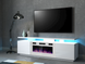 ТВ Тумба з Каміном EVA RTV Cama 180 Білий Мат / Білий Глянець