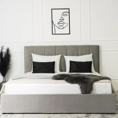 Ліжко двоспальне оксамитове MEBEL ELITE PANAMA Velvet 160x200 см Сірий фотографія