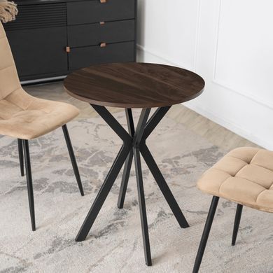 Стіл MEBEL ELITE LAUREN 60X60 Горіх / чорний фотографія