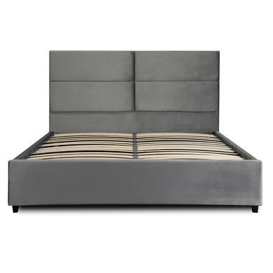 Ліжко двоспальне оксамитове MEBEL ELITE TULSA Velvet 160x200 см Сірий фотографія