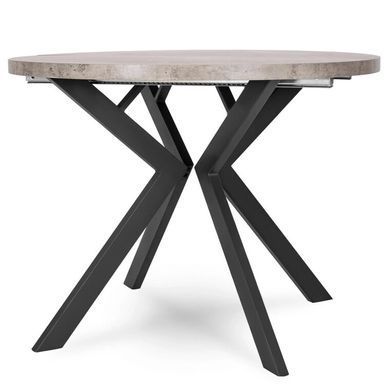 Стіл розкладний круглий MEBEL ELITE LUGO 90(190)х90 см Бетон фотографія