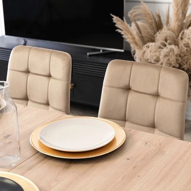 Комплект стол раскладной MEBEL ELITE CLARK 120(160)х80 см Дуб артизан/черный +6с тула PERU Беж фотография