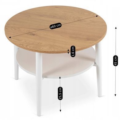 Журнальный столик MEBEL ELITE PAULO 60x60 Дуб/белый фотография