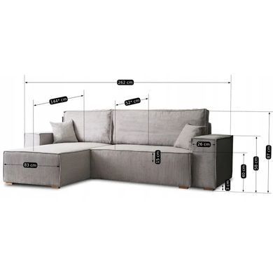 Кутовий диван універсальний MEBEL ELITE ALEX 262 см тканина Сірий фотографія