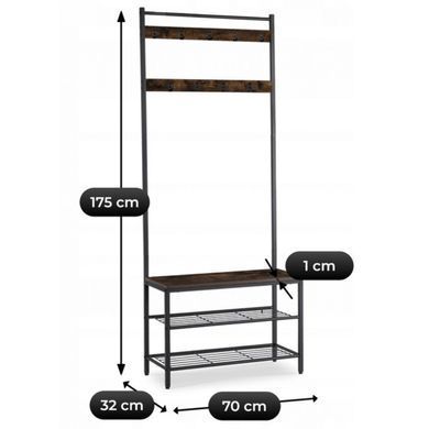 Вешалка MEBEL ELITE JETT 70 рустикальный дуб/черный фотография