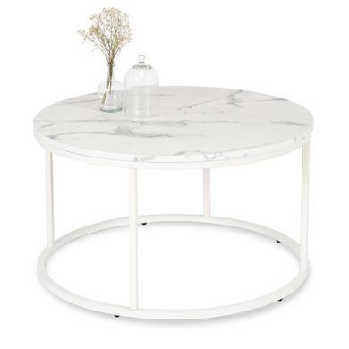 Журнальный столик AGNES MAX MEBEL ELITE 80x80 Белый Мрамор фотография