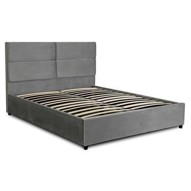 Ліжко двоспальне оксамитове MEBEL ELITE TULSA Velvet 160x200 см Сірий фотографія