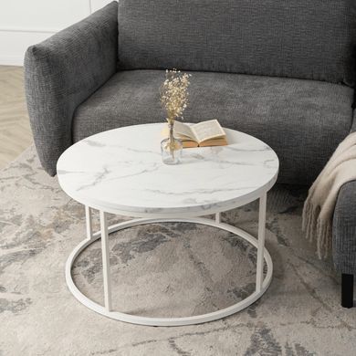 Журнальный столик AGNES MAX MEBEL ELITE 80x80 Белый Мрамор фотография