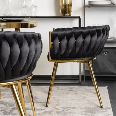 Стул бархатный MEBEL ELITE CAPRI Velvet Черный / Золотой фотография