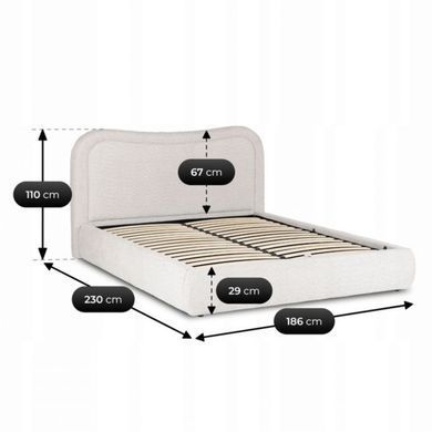 Кровать двуспальная MEBEL ELITE HAGA 160x200 см Кремовая Букле фотография