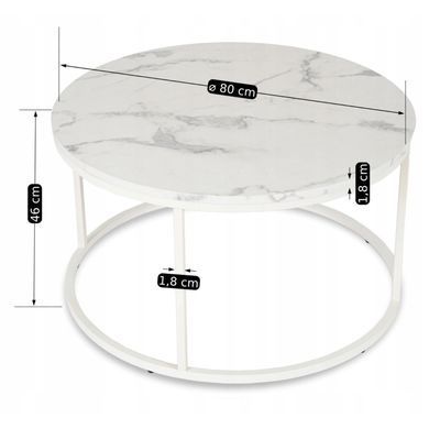 Журнальный столик AGNES MAX MEBEL ELITE 80x80 Белый Мрамор фотография