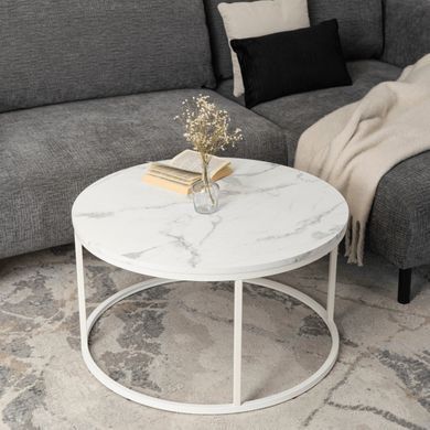 Журнальный столик AGNES MAX MEBEL ELITE 80x80 Белый Мрамор фотография