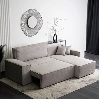 Кутовий диван універсальний MEBEL ELITE ALEX 262 см тканина Сірий фотографія