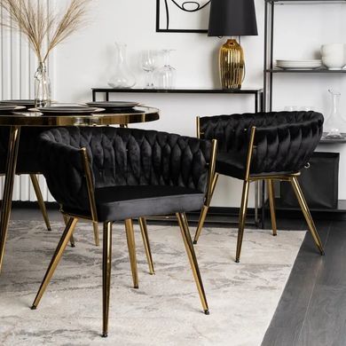 Стул бархатный MEBEL ELITE CAPRI Velvet Черный / Золотой фотография