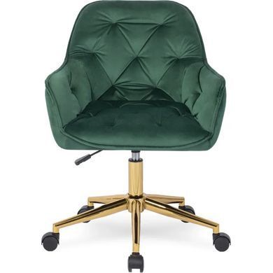 Стілець офісний поворотний оксамитовий MEBEL ELITE MILAN Velvet, Зелений / Золотий фотографія