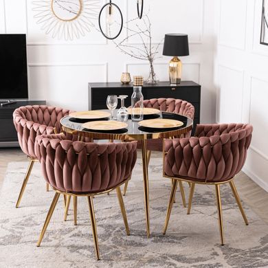 Стул бархатный MEBEL ELITE CAPI Velvet Розовый / Золотой фотография