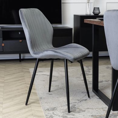 Стілець оксамитовий MEBEL ELITE LILAC Velvet Сірий/чорний фотографія