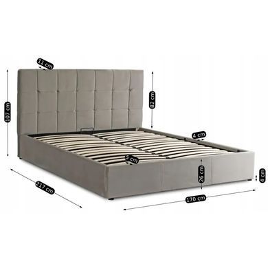 Ліжко двоспальне оксамитове MEBEL ELITE PANAMA Velvet 160x200 см Сірий фотографія