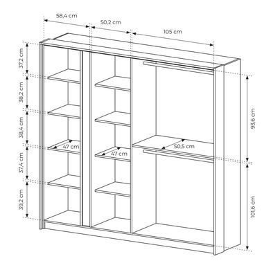Шафа для одягу Perfect Home Даст / Dast 4-дверна з дзеркалом 4D/220 Беж фотографія