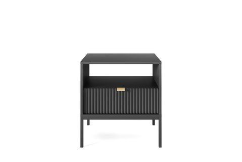 Тумба приліжкова Perfect Home Нова / Nova з 1 шухлядою і чорними ніжками S54 Чорний фотографія