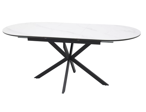 Стіл Розкладний GASTON CERAMIC Signal 140(180)x80 Білий Ефект Мармуру / Чорний Мат фотографія
