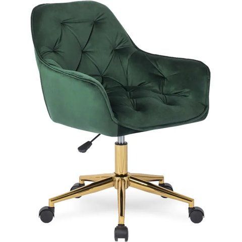 Стілець офісний поворотний оксамитовий MEBEL ELITE MILAN Velvet, Зелений / Золотий фотографія