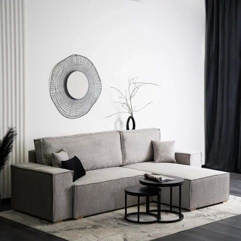 Кутовий диван універсальний MEBEL ELITE ALEX 262 см тканина Сірий фотографія