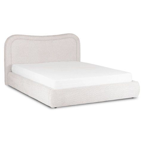 Кровать двуспальная MEBEL ELITE HAGA 160x200 см Кремовая Букле фотография