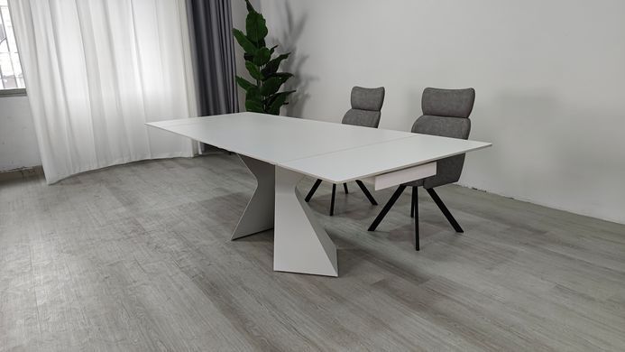 Стіл розкладний LAURA CERAMIC Intarsio 160(240)*90 білий мат/білий фотографія