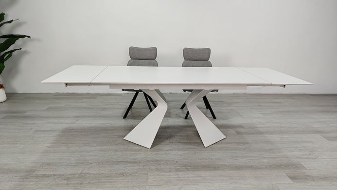 Стіл розкладний LAURA CERAMIC Intarsio 160(240)*90 білий мат/білий фотографія