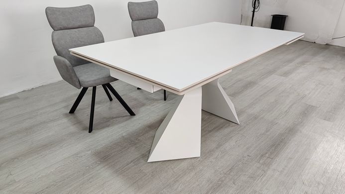 Стіл розкладний LAURA CERAMIC Intarsio 160(240)*90 білий мат/білий фотографія