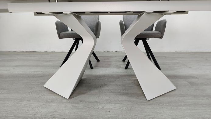 Стіл розкладний LAURA CERAMIC Intarsio 160(240)*90 білий мат/білий фотографія