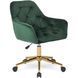 Стул офисный поворотный бархатный MEBEL ELITE MILAN Velvet, Зелёный / Золотой фотография