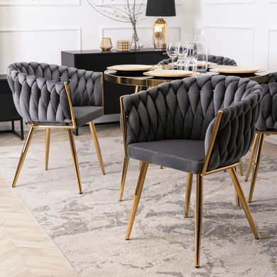 Стул бархатный MEBEL ELITE CAPI Velvet Серый / Золотой фотография