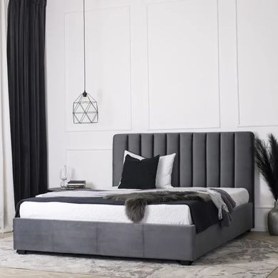 Ліжко двоспальне оксамитове 160x200 MEBEL ELITE MARI Velvet Сірий фотографія