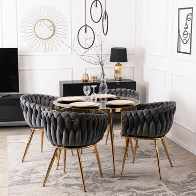 Стул бархатный MEBEL ELITE CAPI Velvet Серый / Золотой фотография